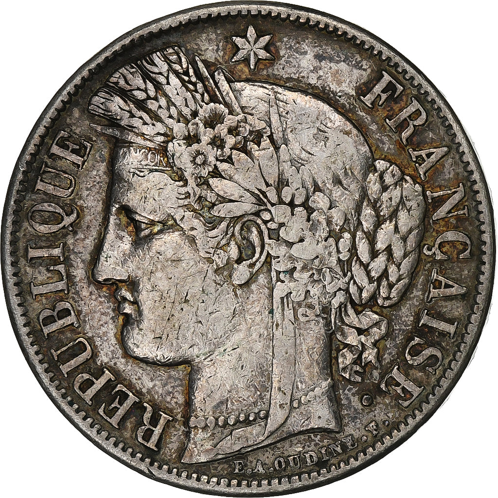 Francja, 5 Francs, Cérès, 1851, Paris, Srebro, VF(20-25), Gadoury:719