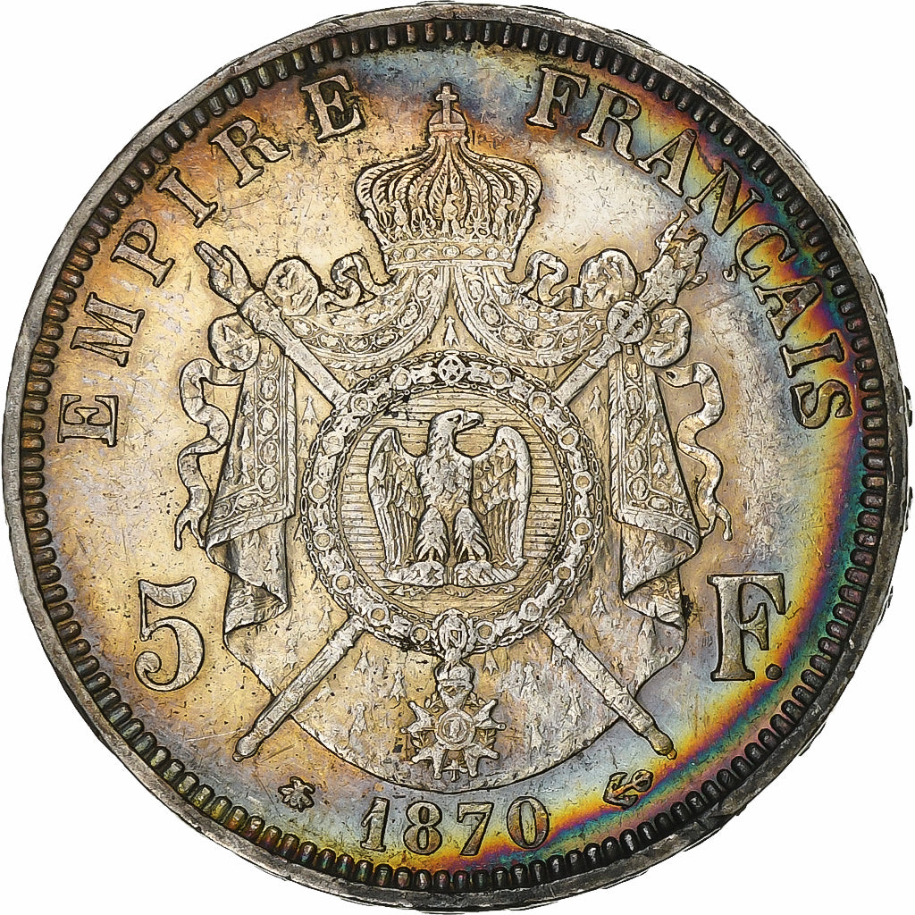 Francia, 5 Francs, Napoléon III, 1870, Paris, Plata, MBC, Gadoury:739, KM:799.1