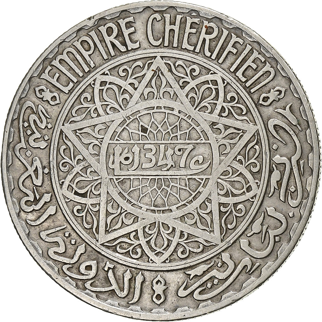 Marrocos, Mohammed V, 20 Francs, 1347, Paris, Prata, EF(40-45), KM:39