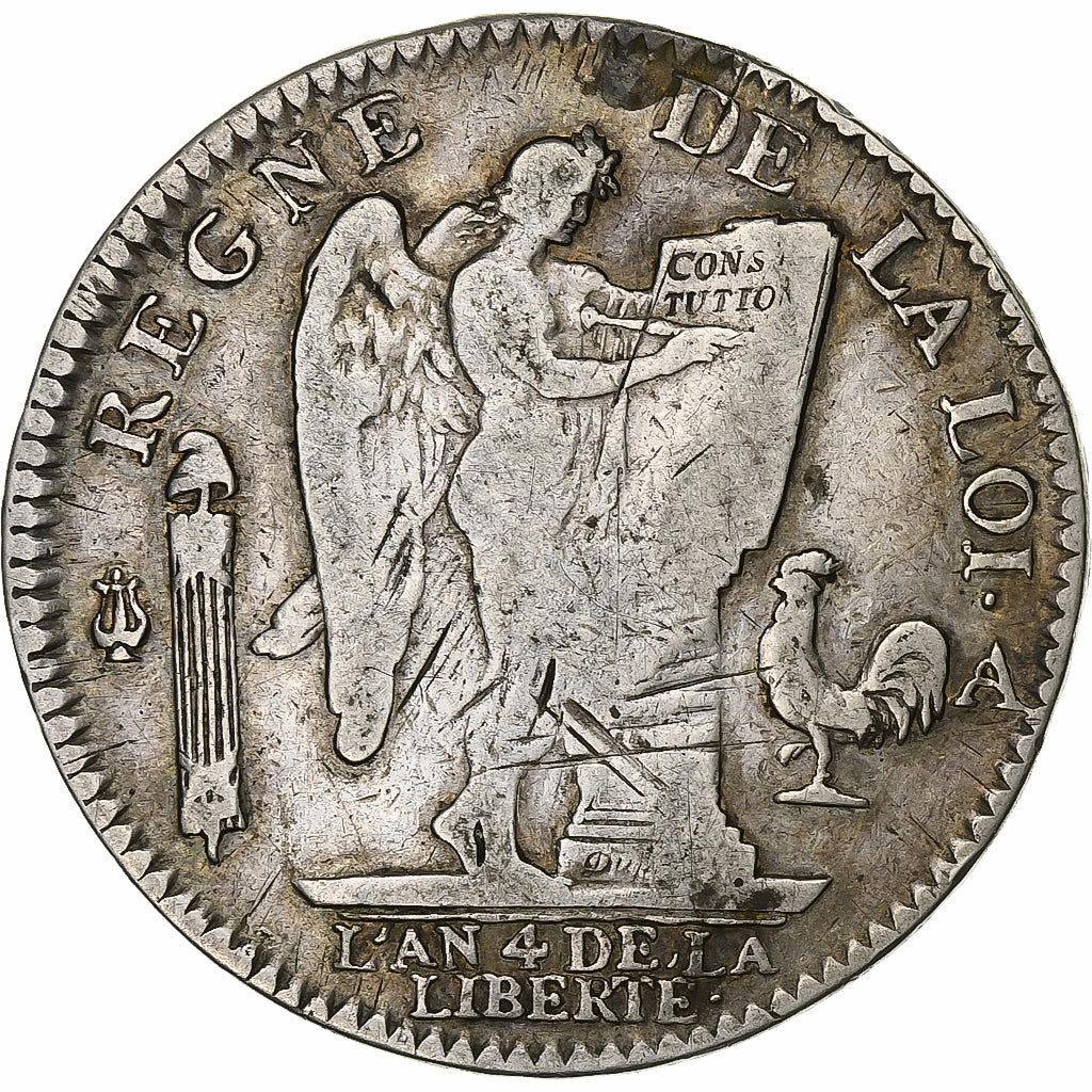 França, Louis XVI, Ecu de 6 Livres, 1792, Paris, Prata, VF(20-25), Gadoury:55