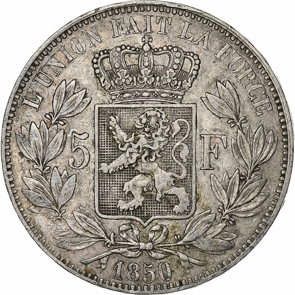 Belgien, Leopold I, 5 Francs, 5 Frank, 1850, Brussels, Silber, SS, KM:17