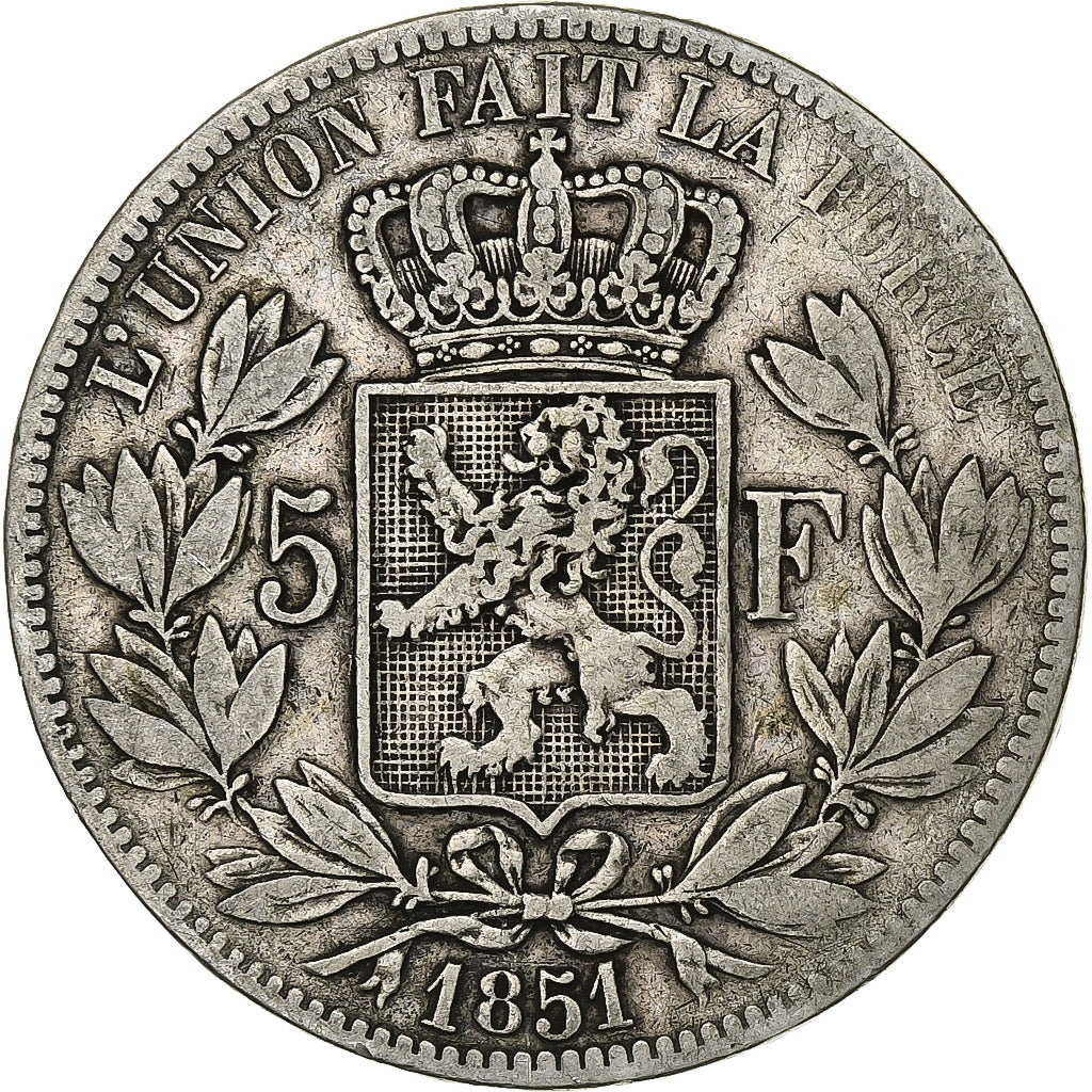 Belgium, Leopold I, 5 Francs, 5 Frank, 1851, Silver, VF(20-25), KM:17