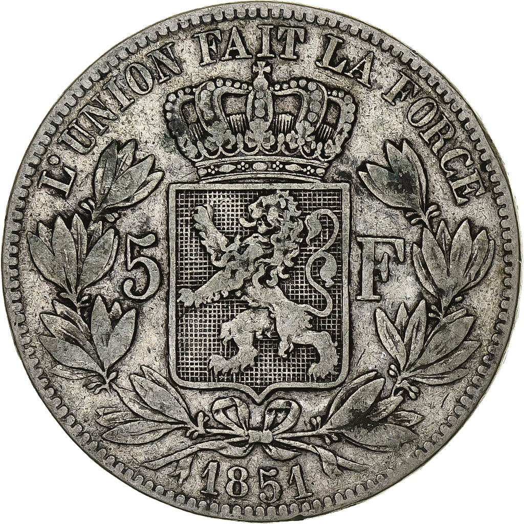 Belgium, Leopold I, 5 Francs, 5 Frank, 1851, Silver, VF(20-25), KM:17
