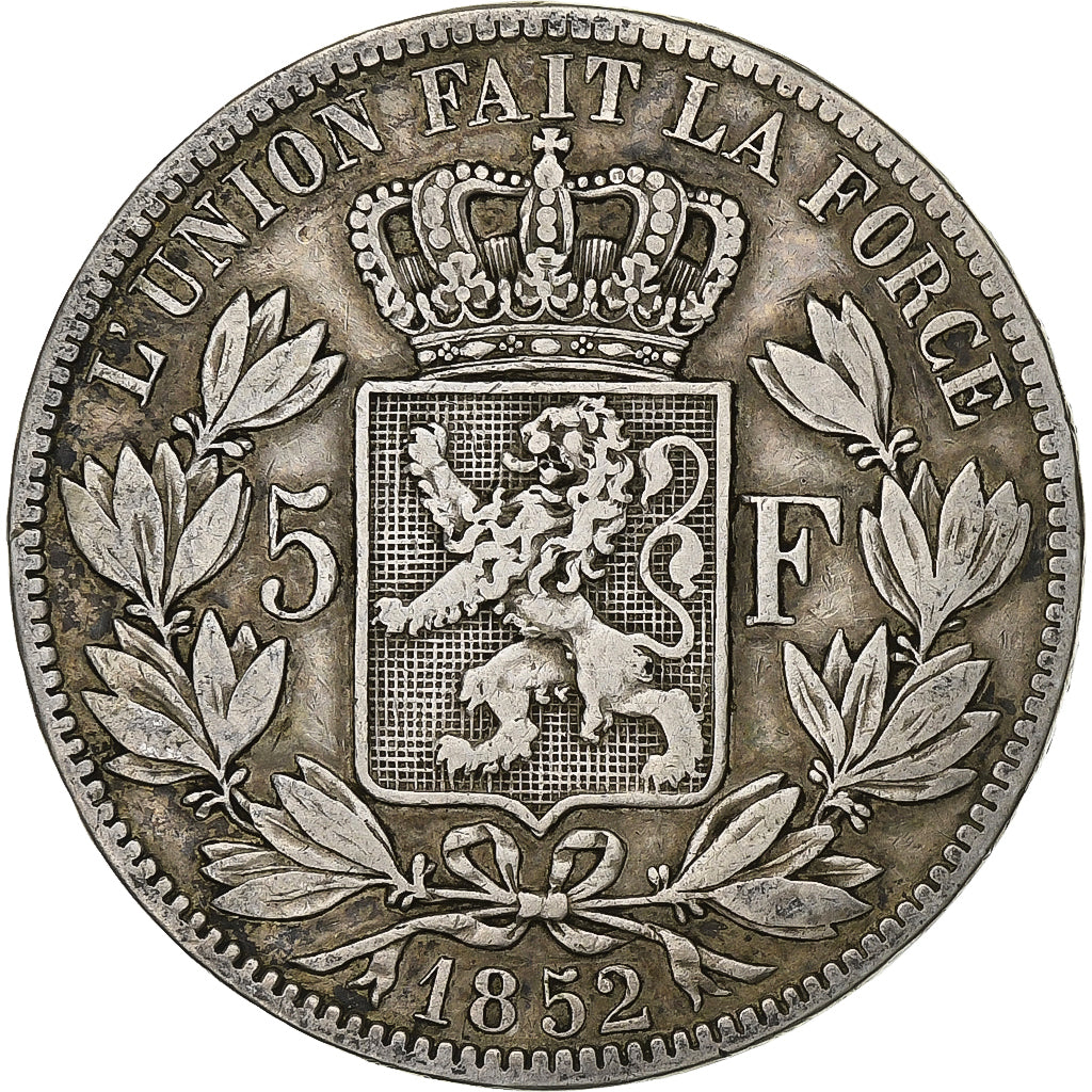 Belgium, Leopold I, 5 Francs, 5 Frank, 1852, Silver, VF(30-35), KM:17
