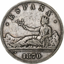 Spain, Provisional Government, 5 Pesetas, 1870, Silver, VF(20-25), KM:655
