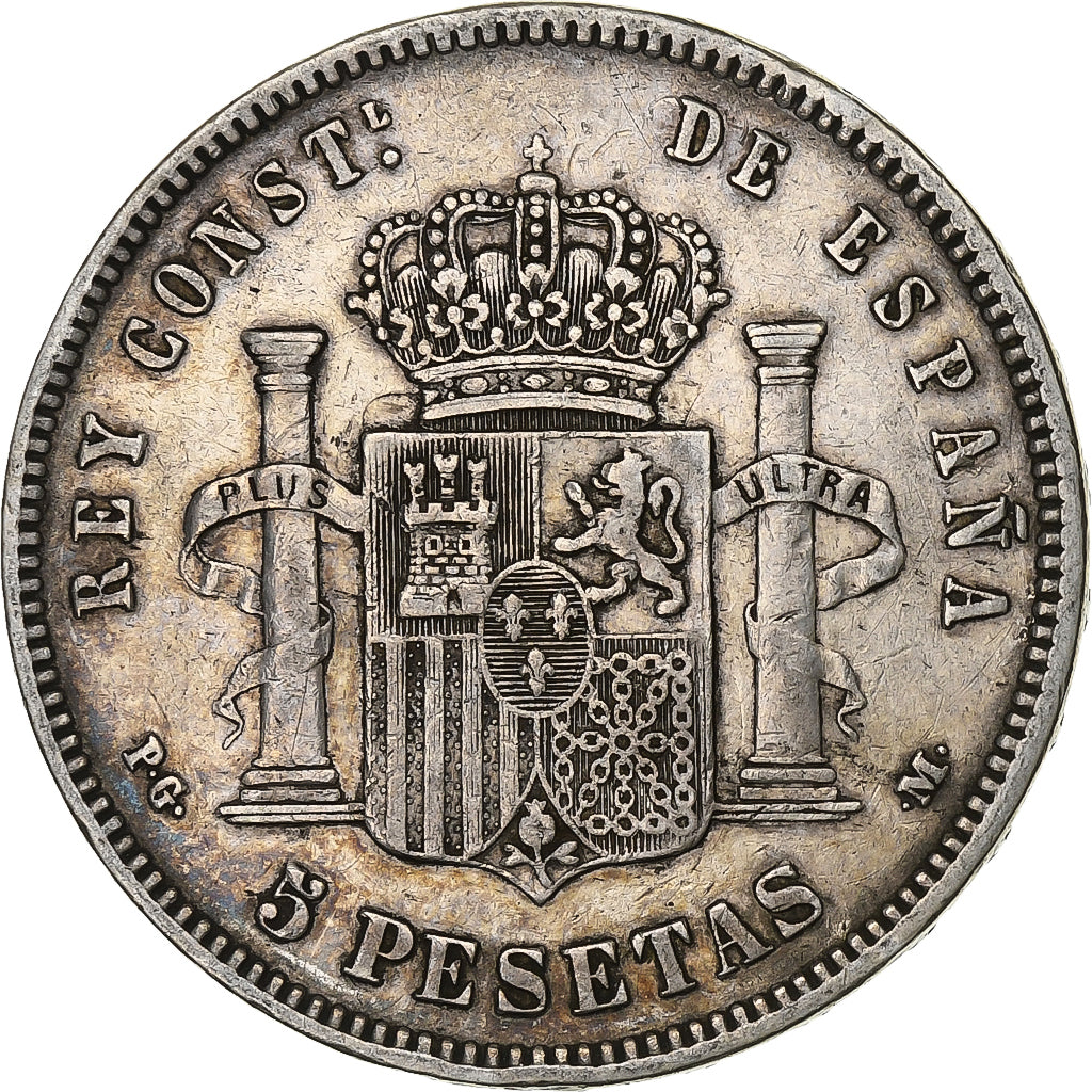 Spain, Alfonso XIII, 5 Pesetas, 1891, Silver, VF(30-35), KM:689