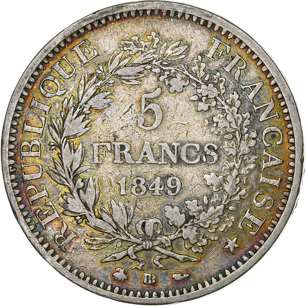 France, 5 Francs, Hercule, 1849, Strasbourg, Silver, VF(30-35), Gadoury:683