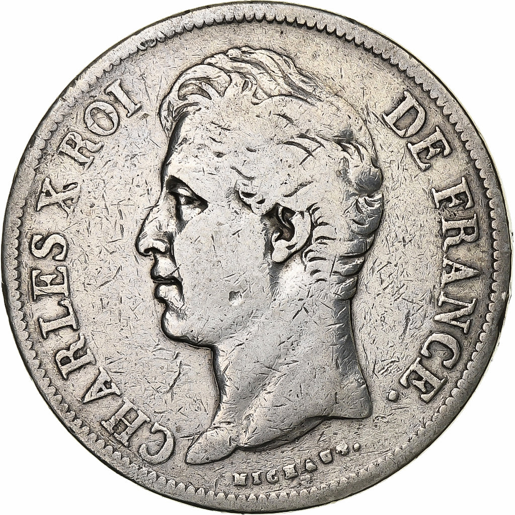 France, 5 Francs, Charles X, 1829, Lyon, Silver, VF(20-25), Gadoury:644