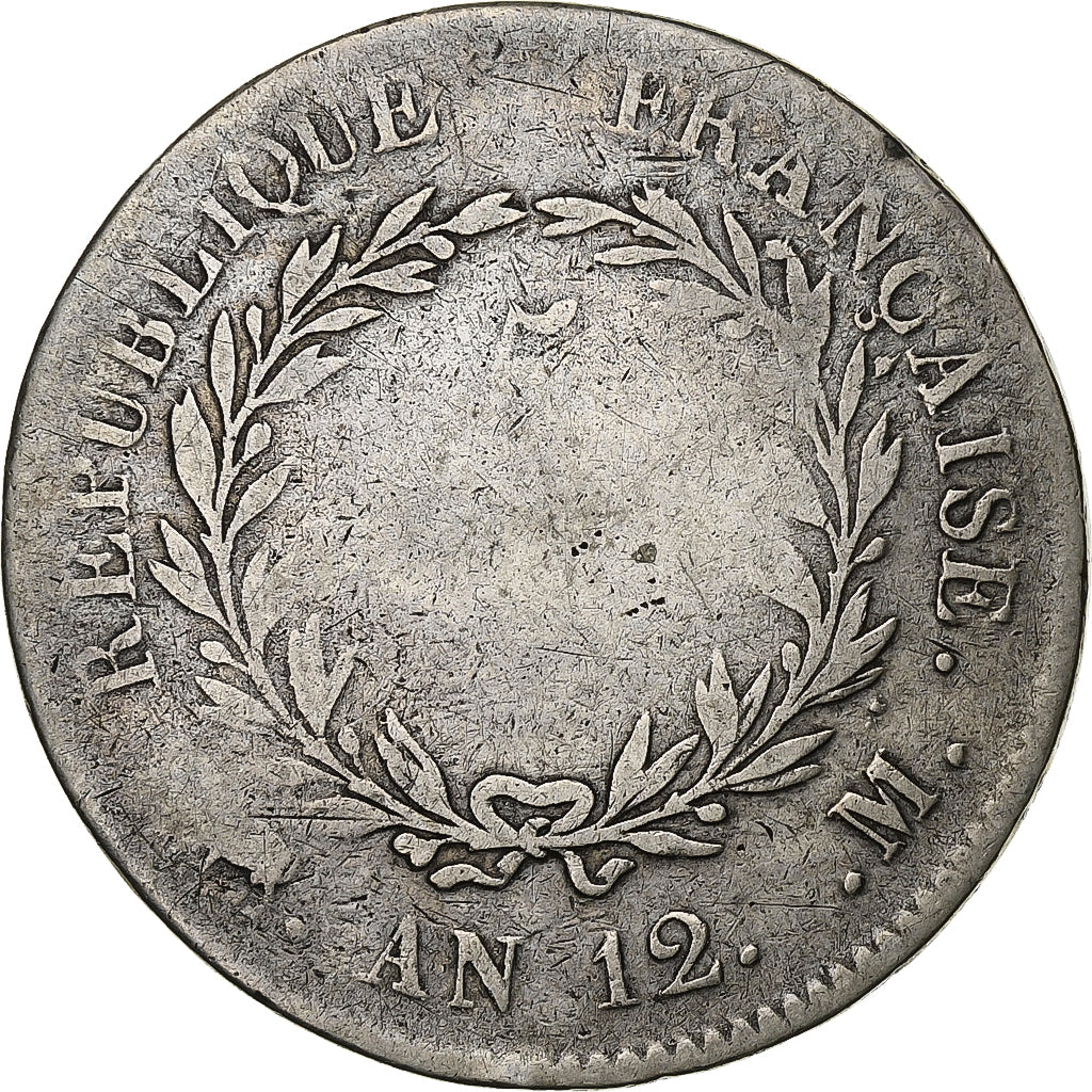 Francja, Napoleon I, 5 Francs, An 12, Toulouse, Srebro, F(12-15), Gadoury:577