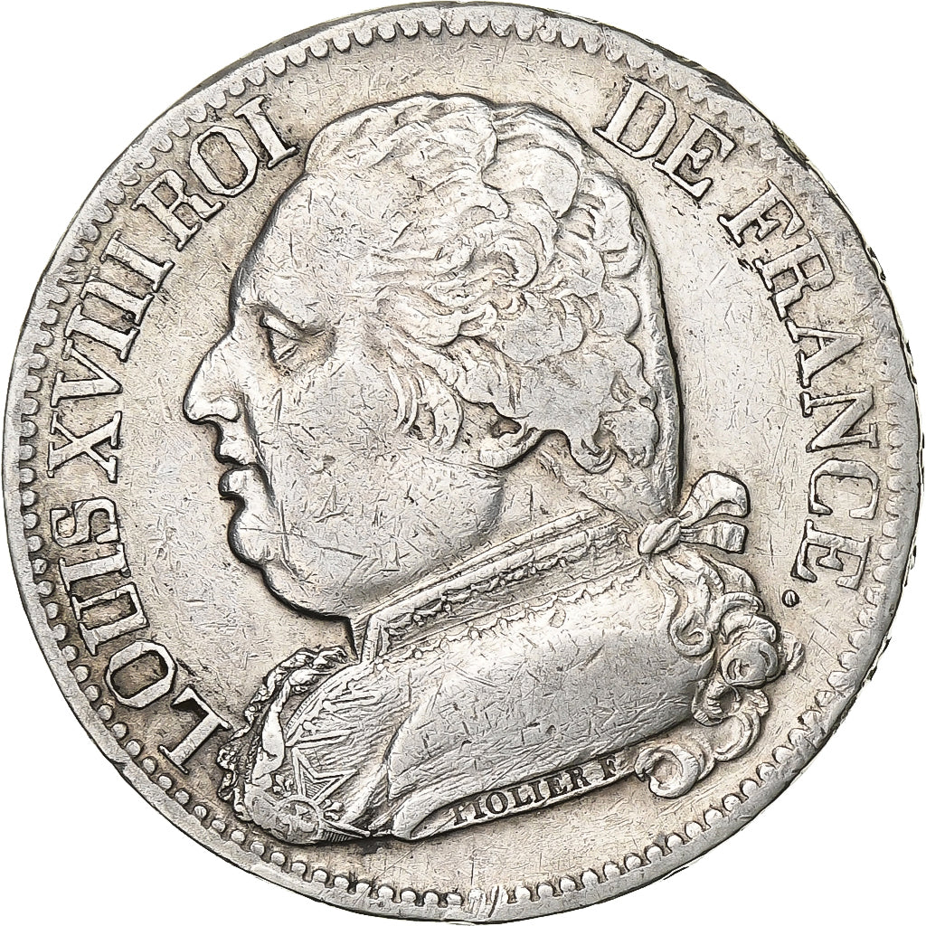 Frankrijk, 5 Francs, Louis XVIII, 1814, Limoges, Zilver, ZF, Gadoury:591