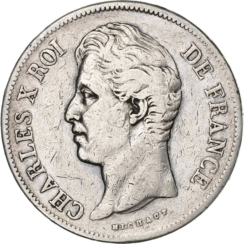 France, 5 Francs, Charles X, 1829, Paris, Silver, VF(20-25), Gadoury:644