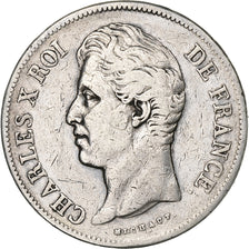 France, 5 Francs, Charles X, 1829, Paris, Silver, VF(20-25), Gadoury:644