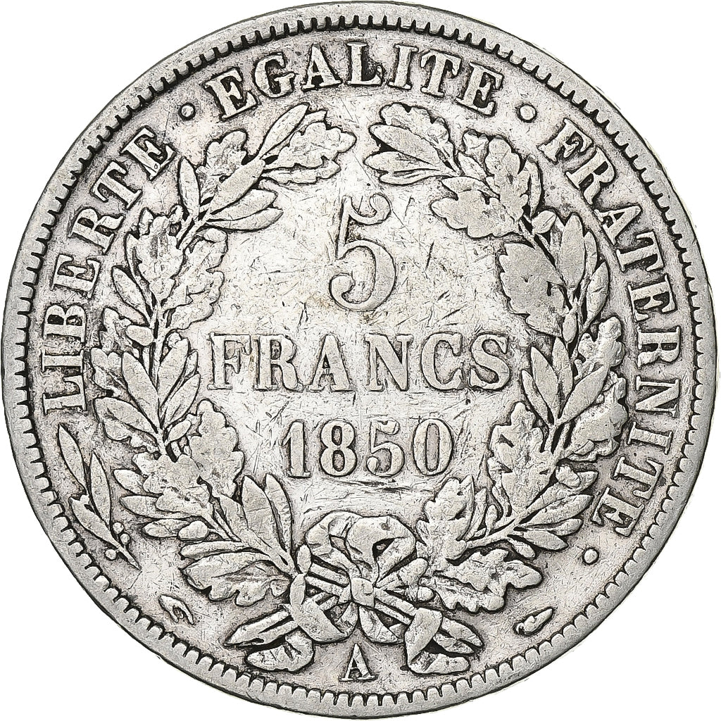 France, 5 Francs, Cérès, 1850, Paris, Silver, VF(30-35), Gadoury:719, KM:761.1