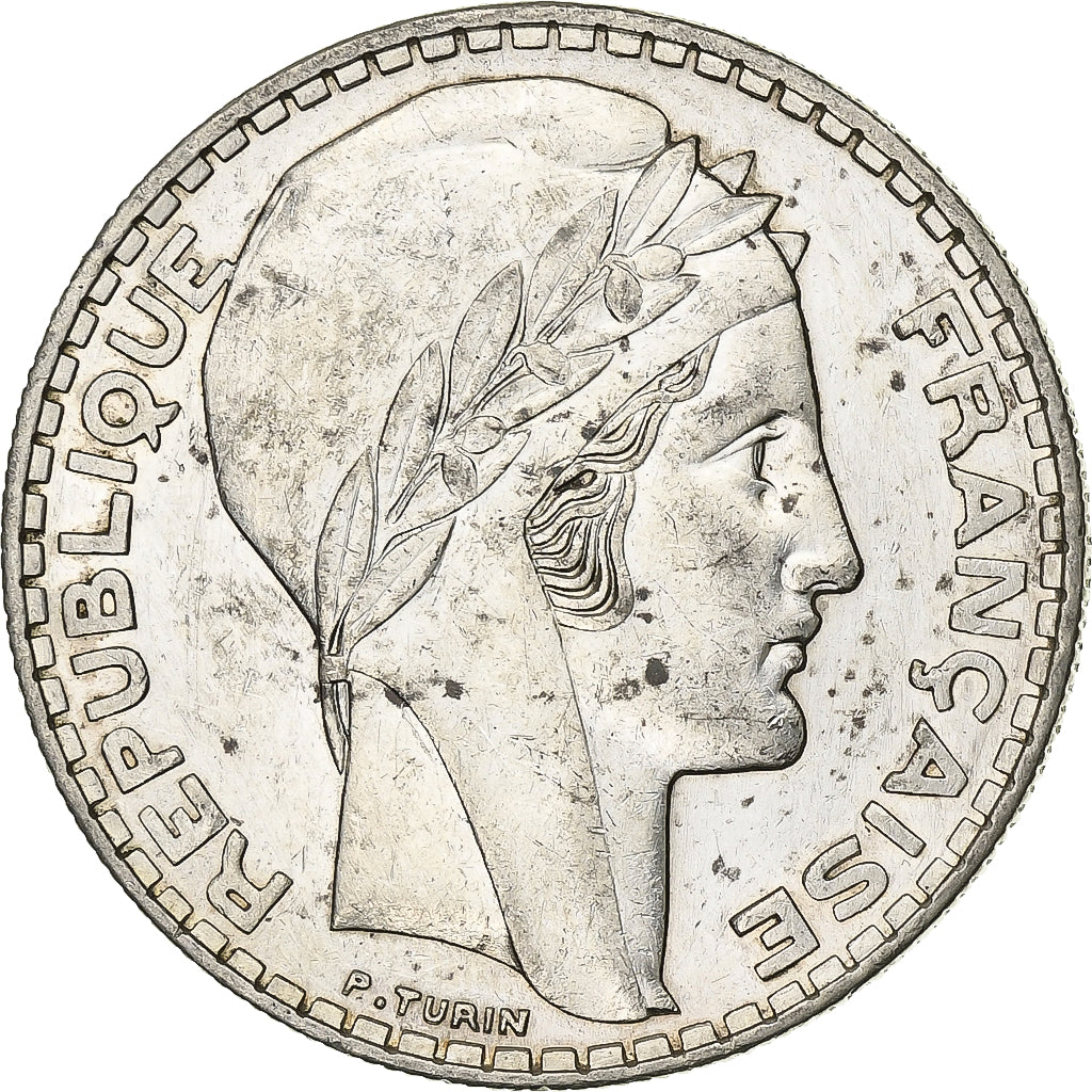 Francja, 20 Francs, Turin, 1937, Paris, Srebro, EF(40-45), Gadoury:852, KM:879