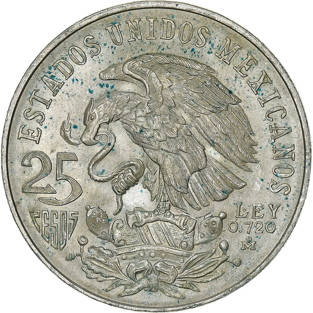 Mexico, 25 Pesos, Summer Olympics - Mexico, 1968, Mexico City, Silver, AU(55-58)