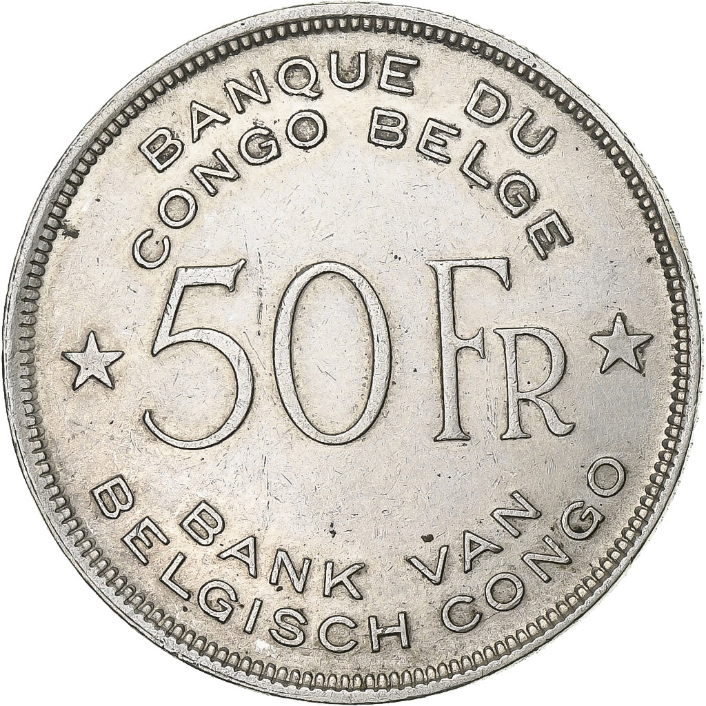 Congo belga, 50 Francs, 1944, Argento, BB, KM:27