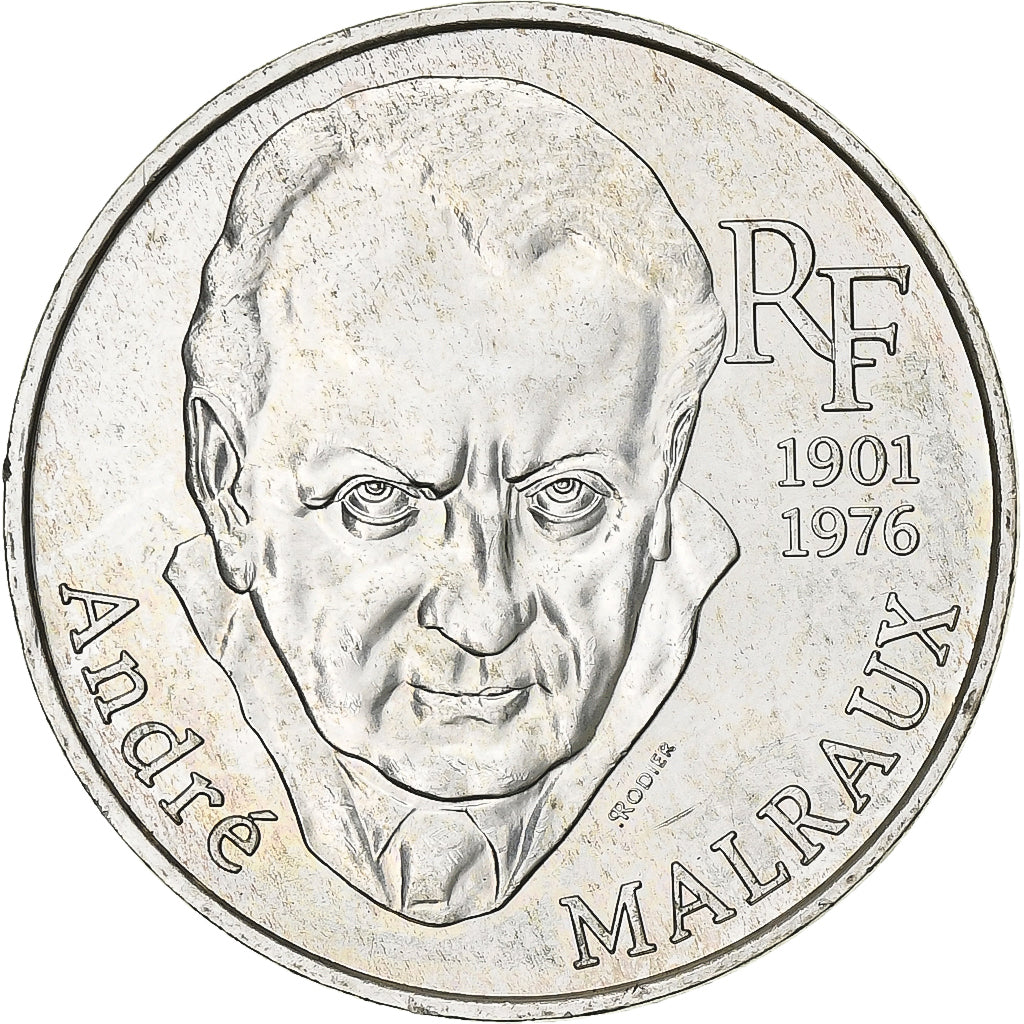 França, 100 Francs, André Malraux, 1997, Prata, MS(63), Gadoury:954, KM:1188