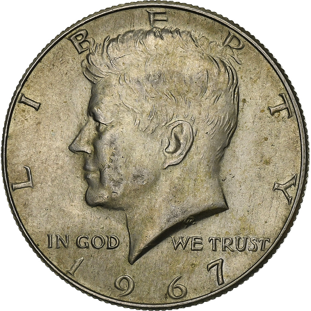 Estados Unidos, Half Dollar, Kennedy, 1967, Philadelphia, Plata, EBC+, KM:202a