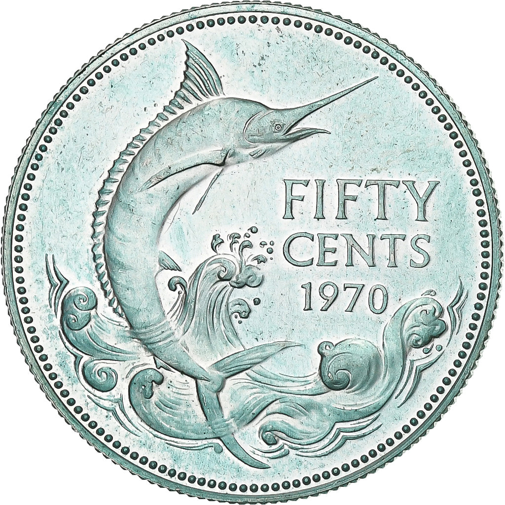 Bahamas, Elizabeth II, 50 Cents, 1970, Franklin Mint, Silver, MS(64), KM:7
