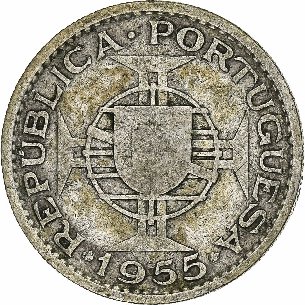 Angola, 10 Escudos, 1955, Prata, EF(40-45), KM:73