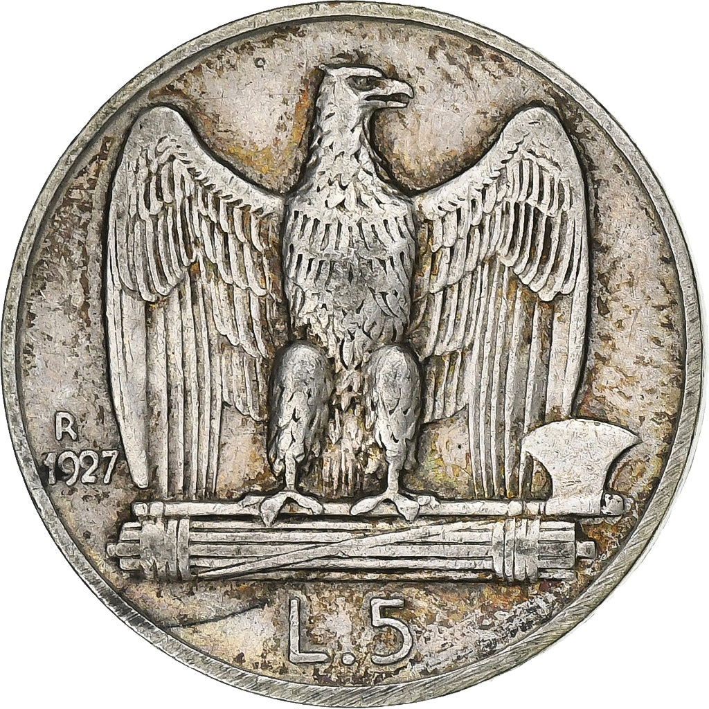 Italy, Vittorio Emanuele III, 5 Lire, 1927, Rome, Silver, EF(40-45), KM:67.1