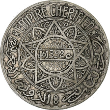 Morocco, Mohammed V, 20 Francs, AH 1352/1933, Paris, Silver, VF(30-35), KM:39