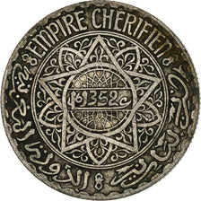 Morocco, Mohammed V, 10 Francs, AH 1352/1933, Paris, Silver, EF(40-45), KM:38