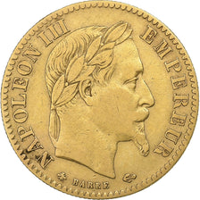Francia, 10 Francs, Napoléon III, 1863, Paris, Oro, BC+, Gadoury:1015, KM:800.1