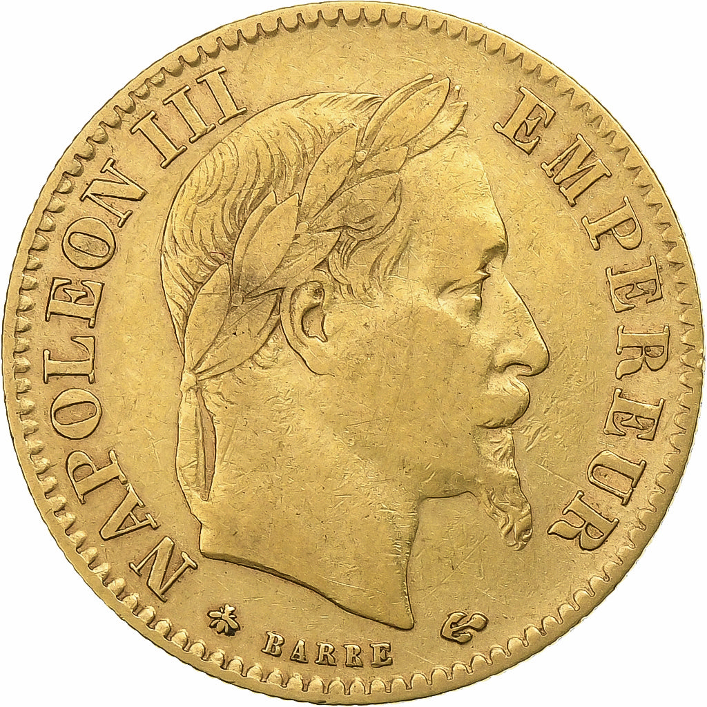Francia, 10 Francs, Napoléon III, 1867, Paris, Oro, BC+, Gadoury:1015, KM:800.1