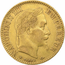 Francia, 10 Francs, Napoléon III, 1865, Strasbourg, Oro, BC+, KM:800.2