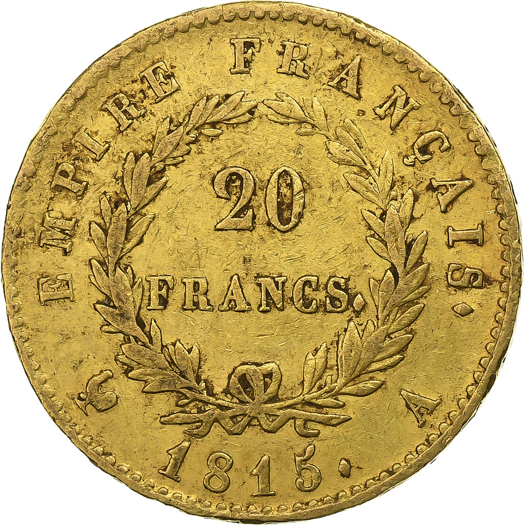 Francia, 20 Francs, Napoléon I, 1815, Paris, Cent Jours, Oro, BC+