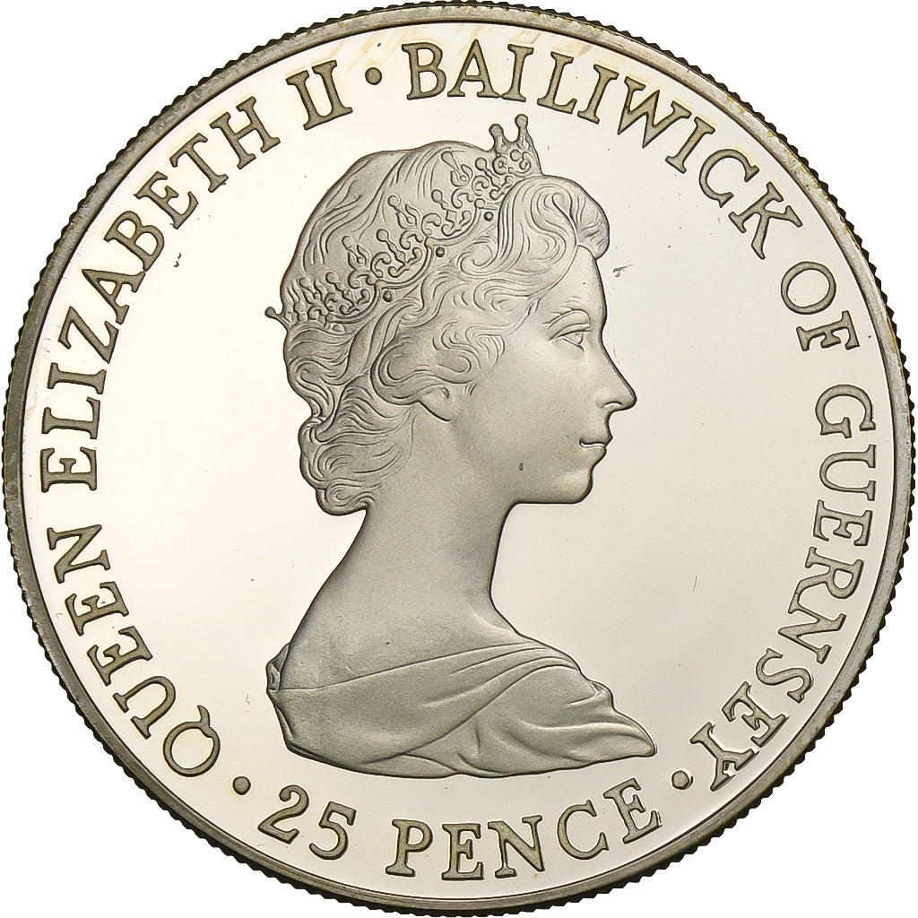 Guernsey, Elizabeth II, 25 Pence, 1981, Proof, Silver, MS(65-70), KM:36a