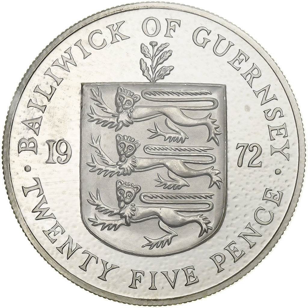 Guernsey, Elizabeth II, 25 Pence, 1972, Proof, Silver, MS(65-70), KM:26a