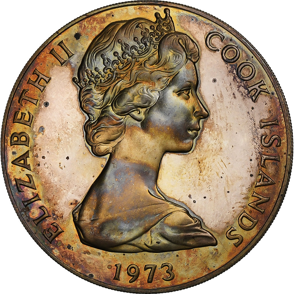 Cook Islands, Elizabeth II, 2 Dollars, 20th Anniversary - Coronation, 1973