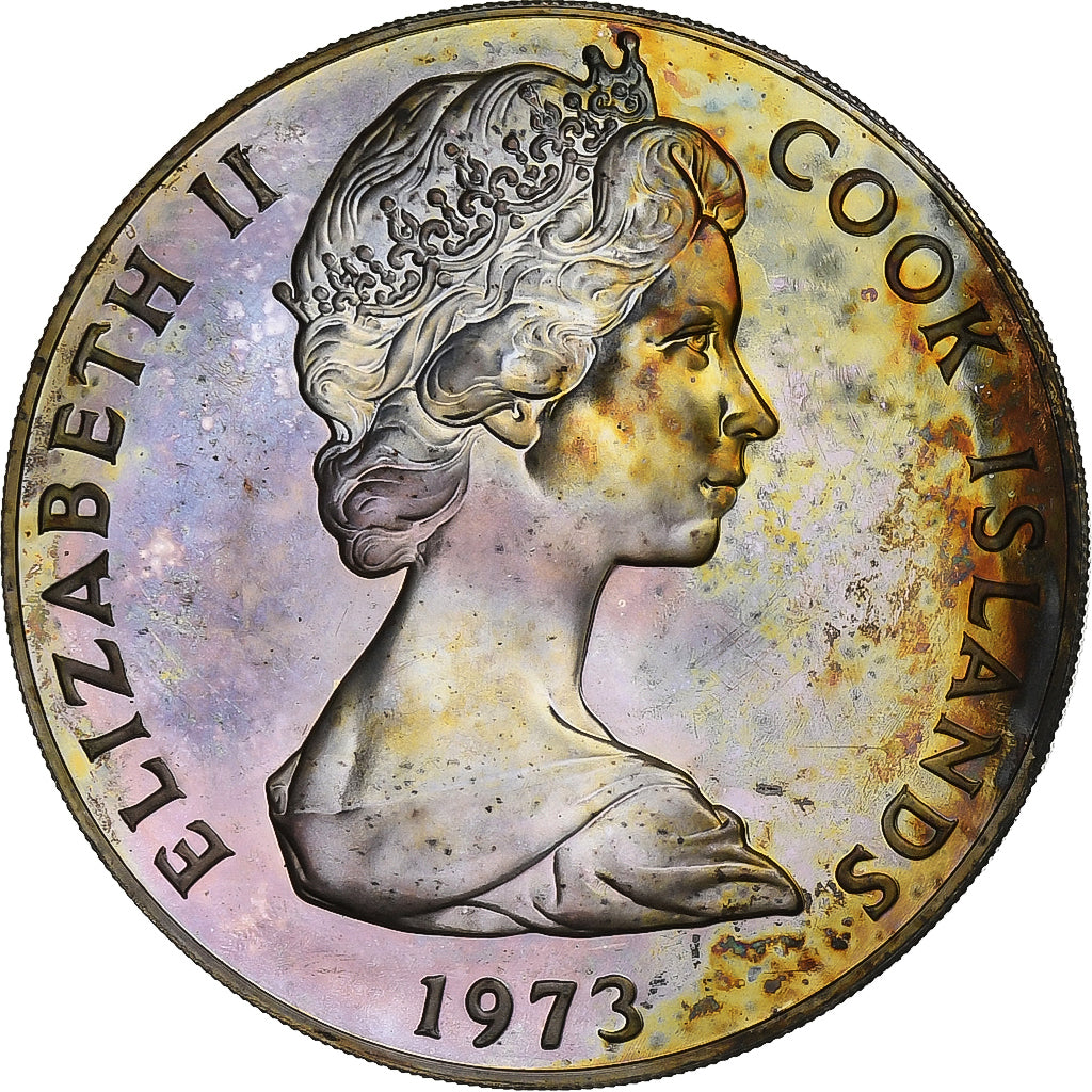 Cook Islands, Elizabeth II, 2 Dollars, 20th Anniversary - Coronation, 1973