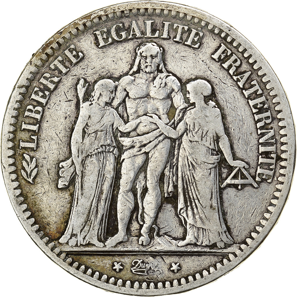 France, 5 Francs, Hercule, 1848, Strasbourg, Argent, TB, Gadoury:683, KM:756.2