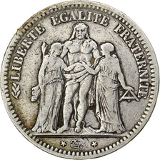 France, 5 Francs, Hercule, 1848, Strasbourg, Argent, TB, Gadoury:683, KM:756.2