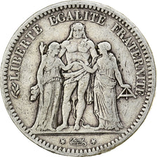 França, 5 Francs, Hercule, 1848, Bordeaux, Prata, F(12-15), Gadoury:683, Le