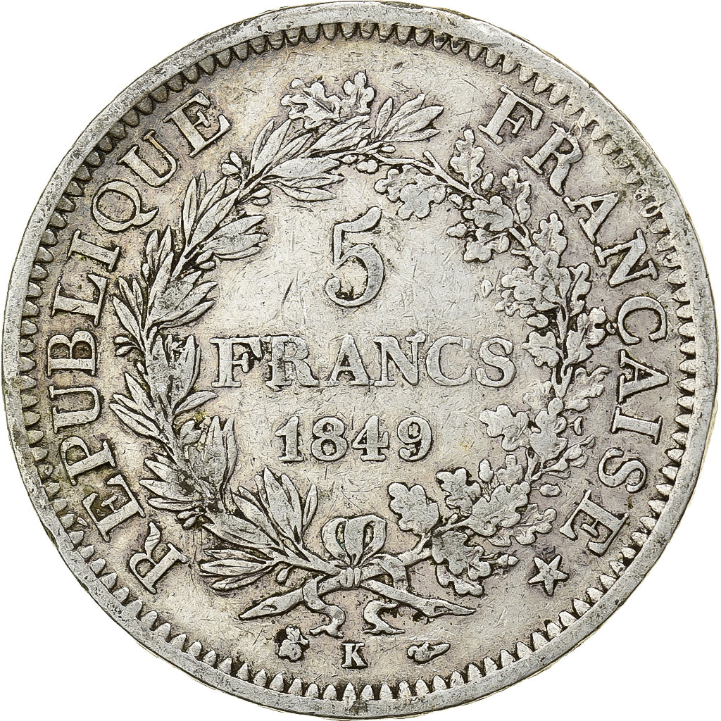 Frankrijk, 5 Francs, Hercule, 1849, Bordeaux, Zilver, FR, Le Franc:F.326