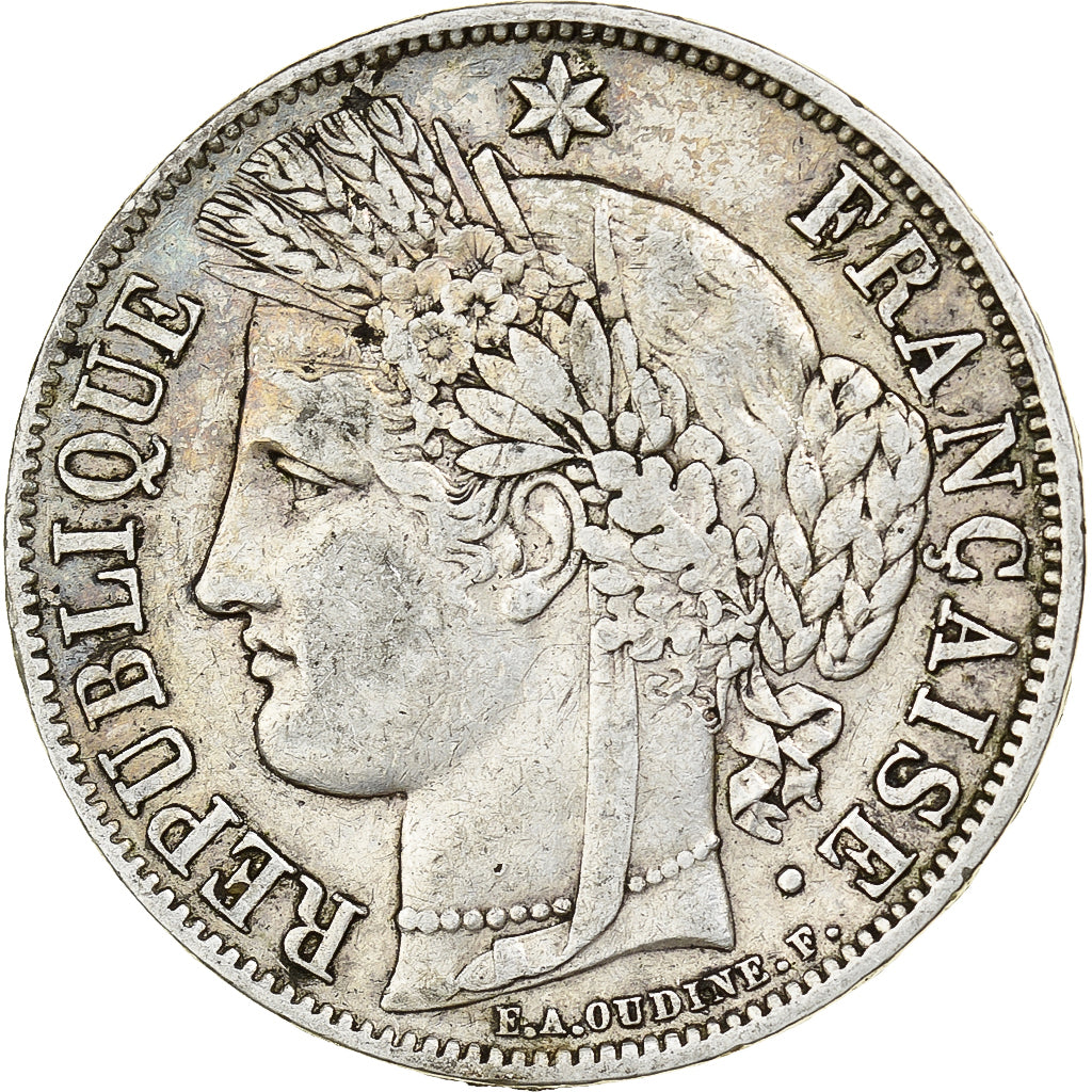 Francia, 5 Francs, Cérès, 1851, Paris, Argento, MB+, KM:761.1