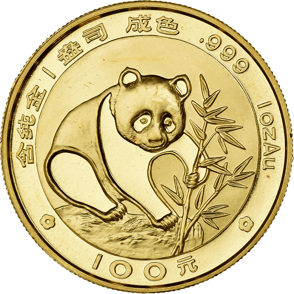 China, 100 Yüan, 1988, Shenyang, 1 Oz, Dourado, MS(65-70), KM:187