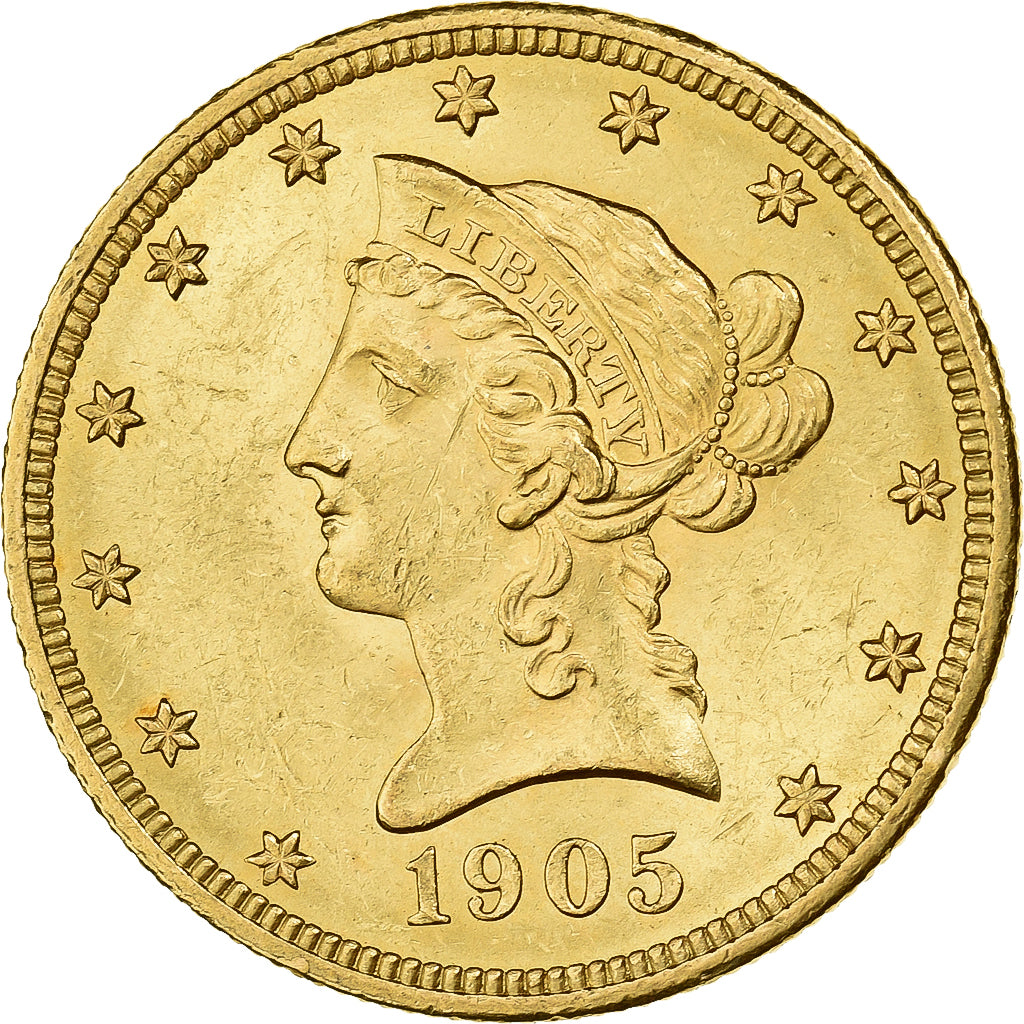 United States, $10, Eagle, Coronet Head, 1905, Philadelphia, Gold, MS(60-62)