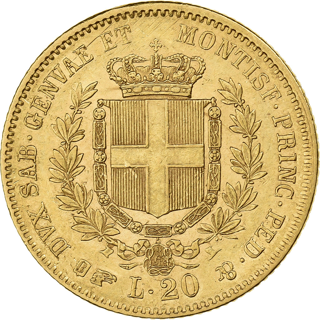 ESTADOS ITALIANOS, SARDINIA, Vittorio Emanuele II, 20 Lire, 1860, Torino