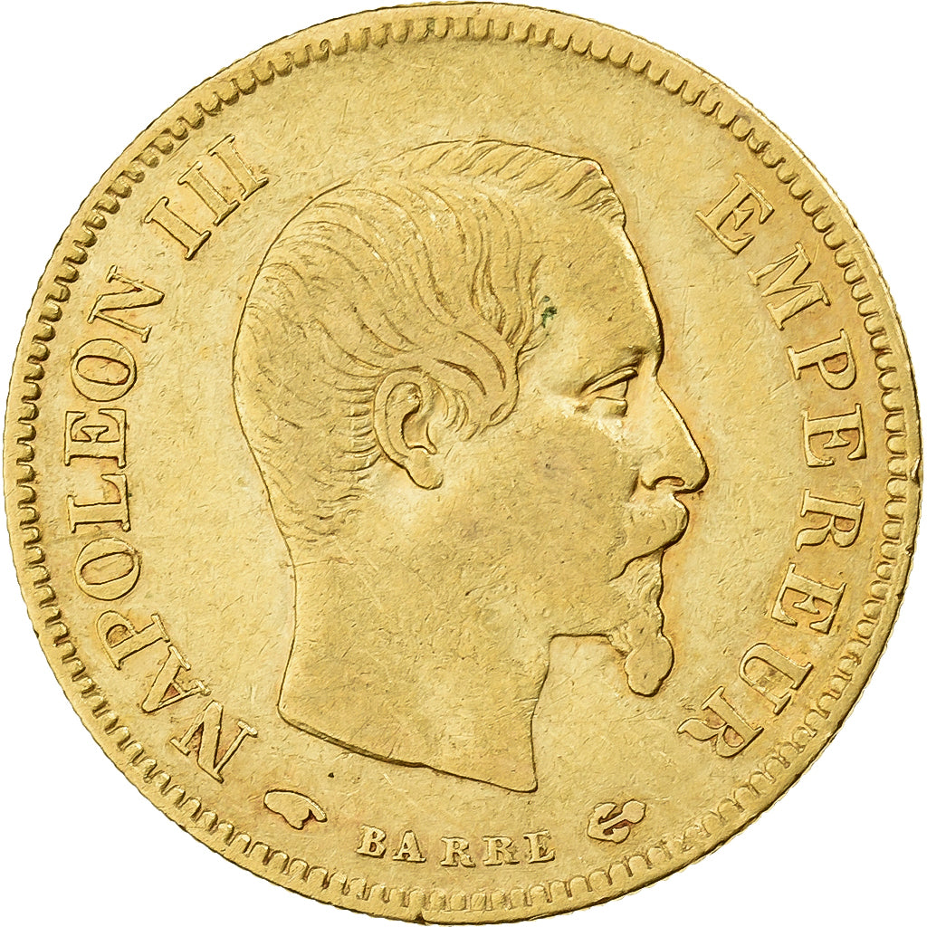 França, 10 Francs, Napoléon III, 1856, Paris, Dourado, EF(40-45)