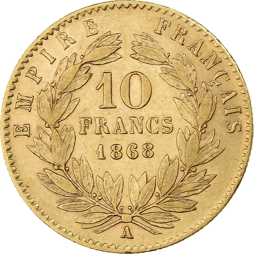France, 10 Francs, Napoléon III, 1868, Paris, Or, TTB+, Gadoury:1015, KM:800.1