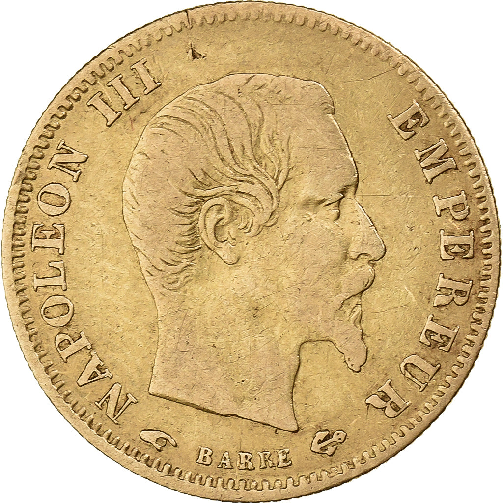 Francia, 5 Francs, Napoléon III, 1857, Paris, Oro, MB+, Gadoury:1001, KM:787.1