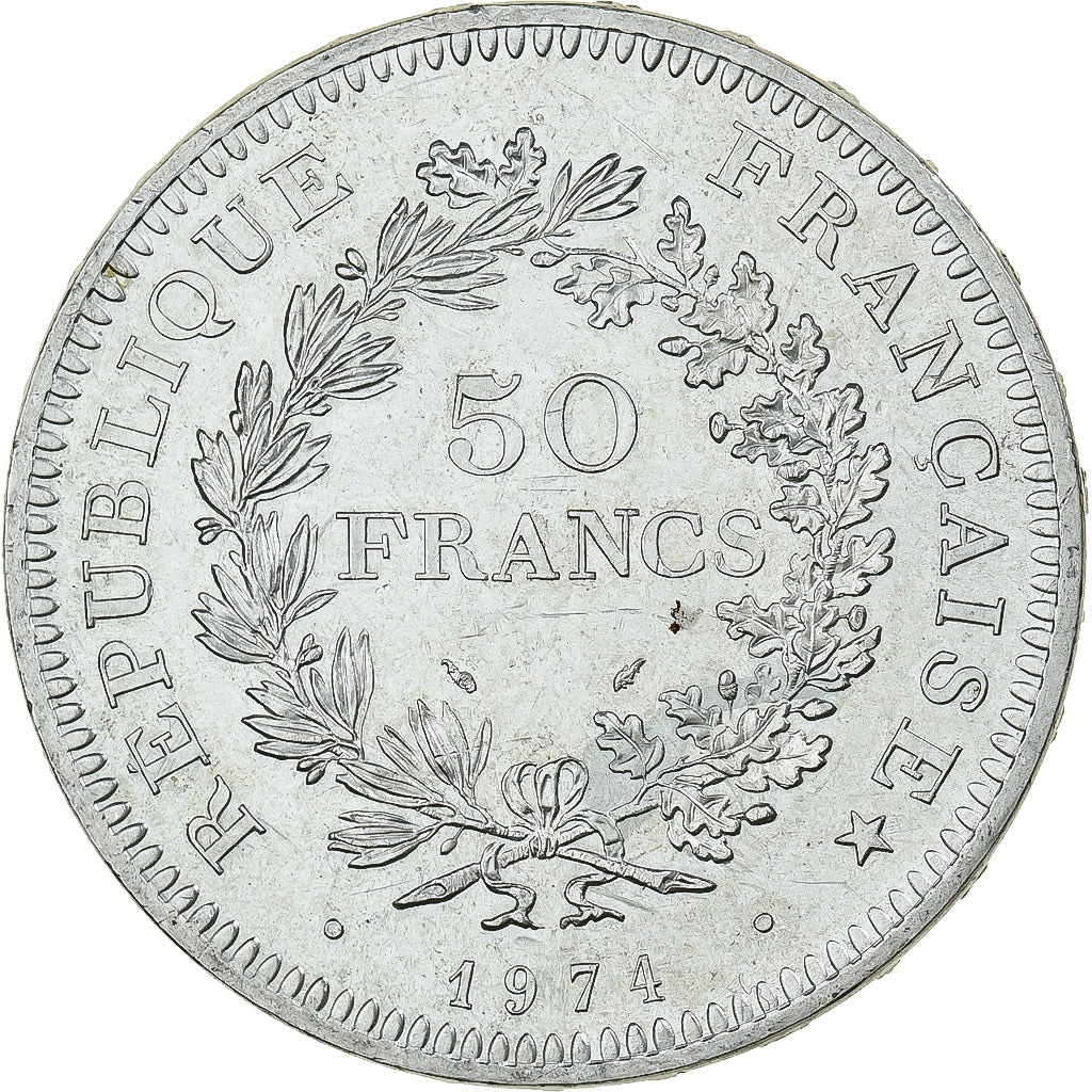 France, 50 Francs, Hercule, 1974, Hybrid issue, Silver, AU(55-58), Gadoury:882a