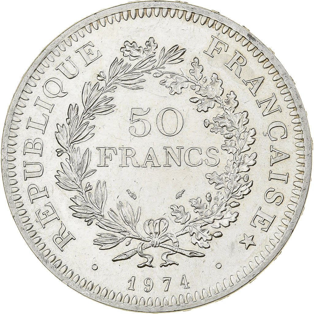 France, 50 Francs, Hercule, 1974, Hybrid issue, Silver, AU(55-58), Gadoury:882a