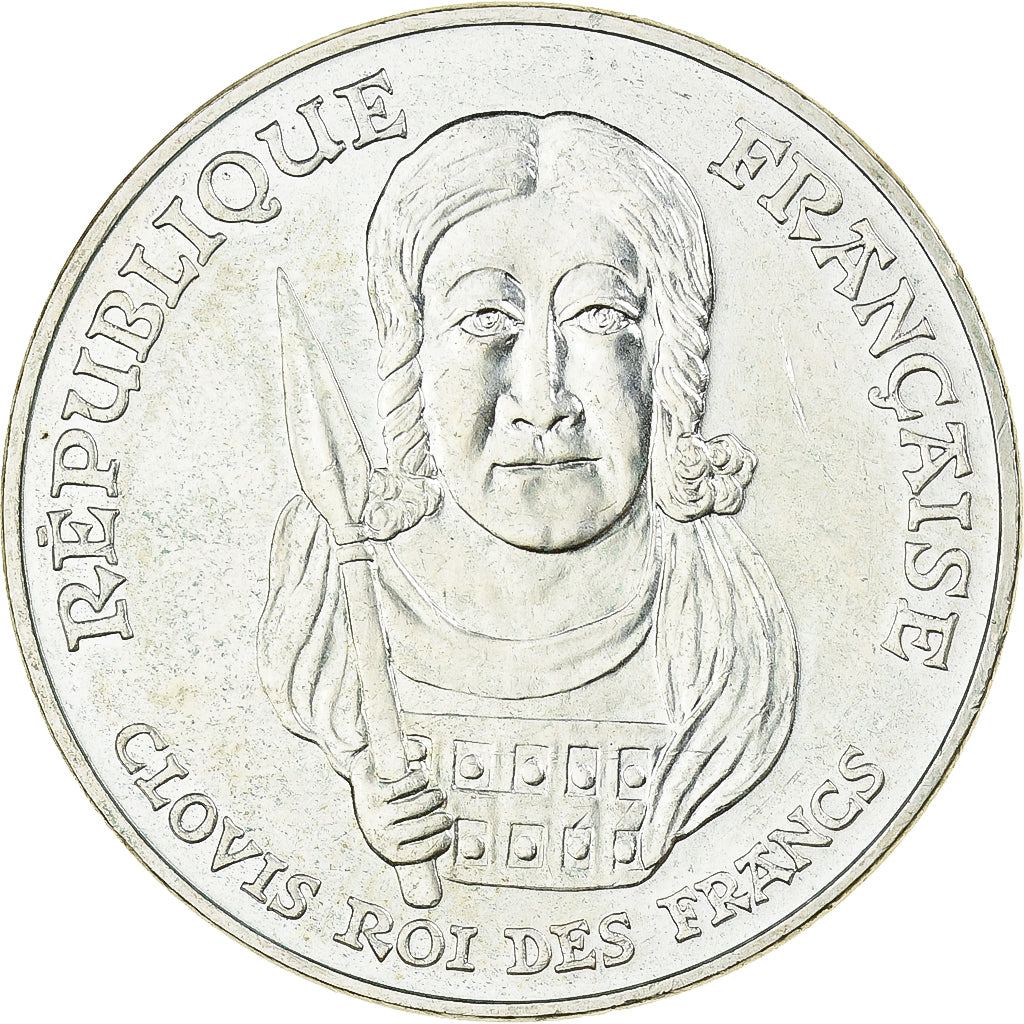 France, 100 Francs, Clovis, 1996, Silver, MS(60-62), Gadoury:953, KM:1180
