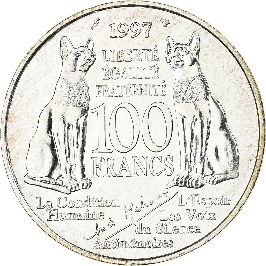 Francia, 100 Francs, André Malraux, 1997, Argento, SPL, Gadoury:954, KM:1188